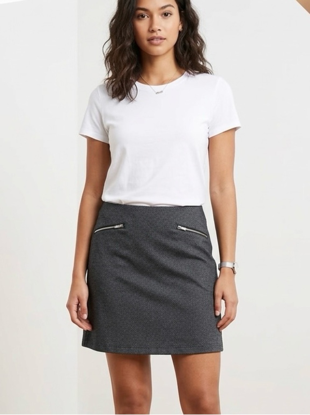 Maurices Dark Gray Mini Skirt with Zipper Details size large